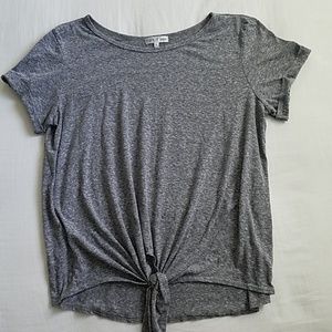 Gray front tie tee